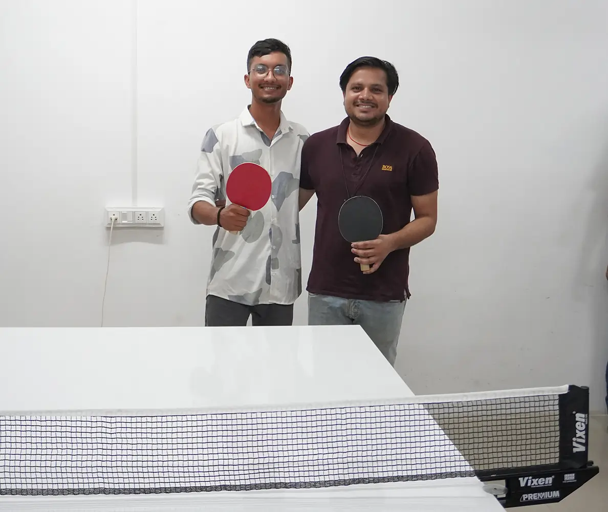Winner receiving the table tennis trophy Winner receiving the table tennis trophy