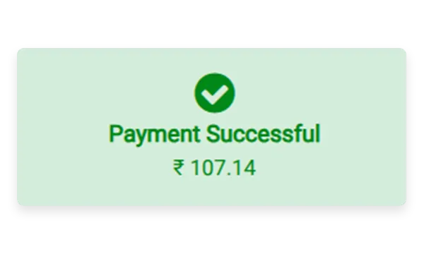 Payment successful confirmation screen