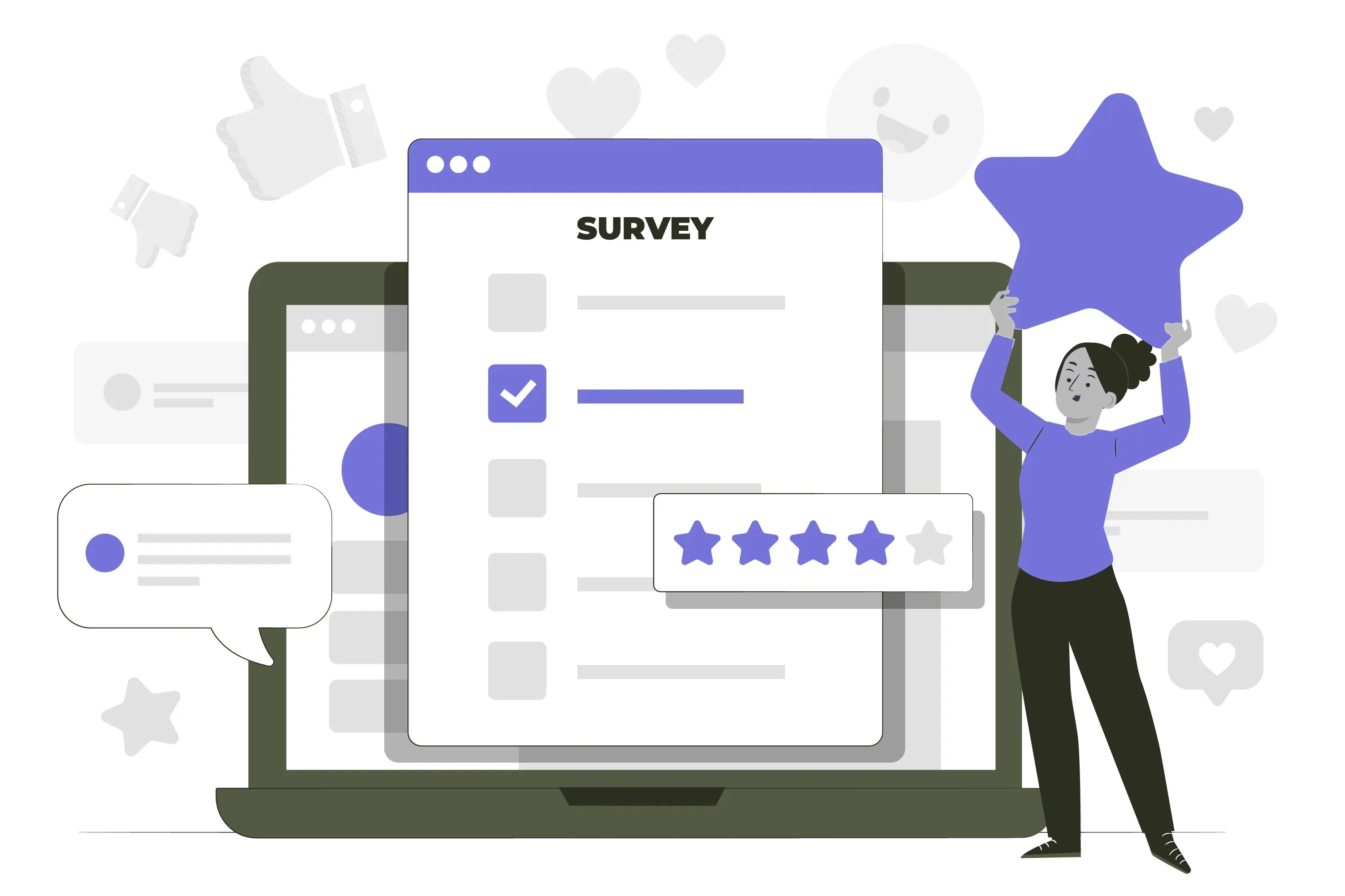 Zoho Sales & CRM: Streamline Your Business Growth Zoho survey: Graphic showing survey creation and analysis